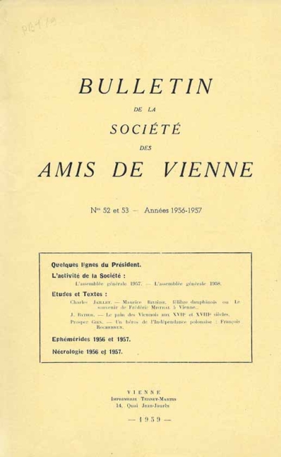 Bulletin des Amis de Vienne n° 52-53 de 1956-57