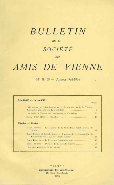 Bulletin des Amis de Vienne n° 59-60 de 1963-64