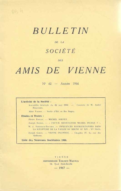 Bulletin des Amis de Vienne n° 62 de 1966