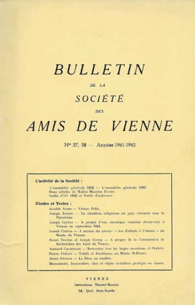 Bulletin des Amis de Vienne n° 57-58 de 1961-62