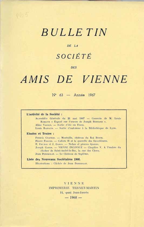 Bulletin des Amis de Vienne n° 63 de 1967