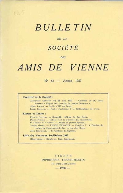 Bulletin des Amis de Vienne n° 63 de 1967
