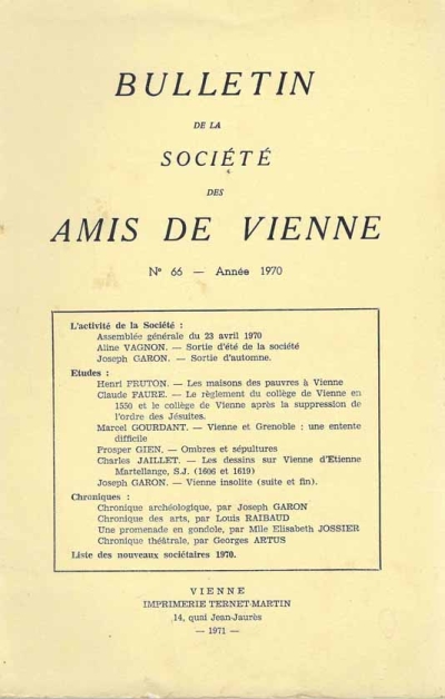 Bulletin des Amis de Vienne n° 66 de 1970